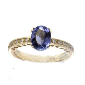 Anillo de Compromiso Tassi en Oro Blanco con Tanzanita y Diamantes